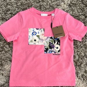 Burberry Kids Pink Tee with Floral Patch